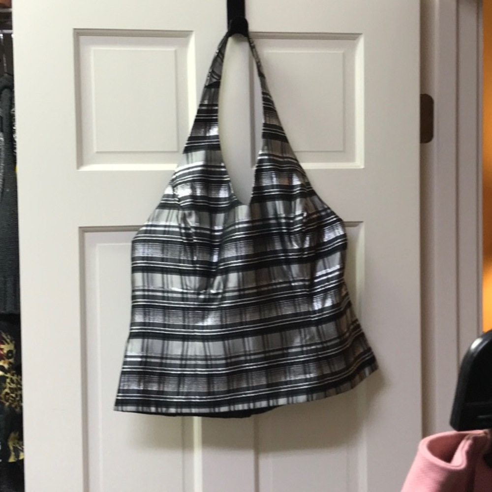 Metallic Halter Black & Silver